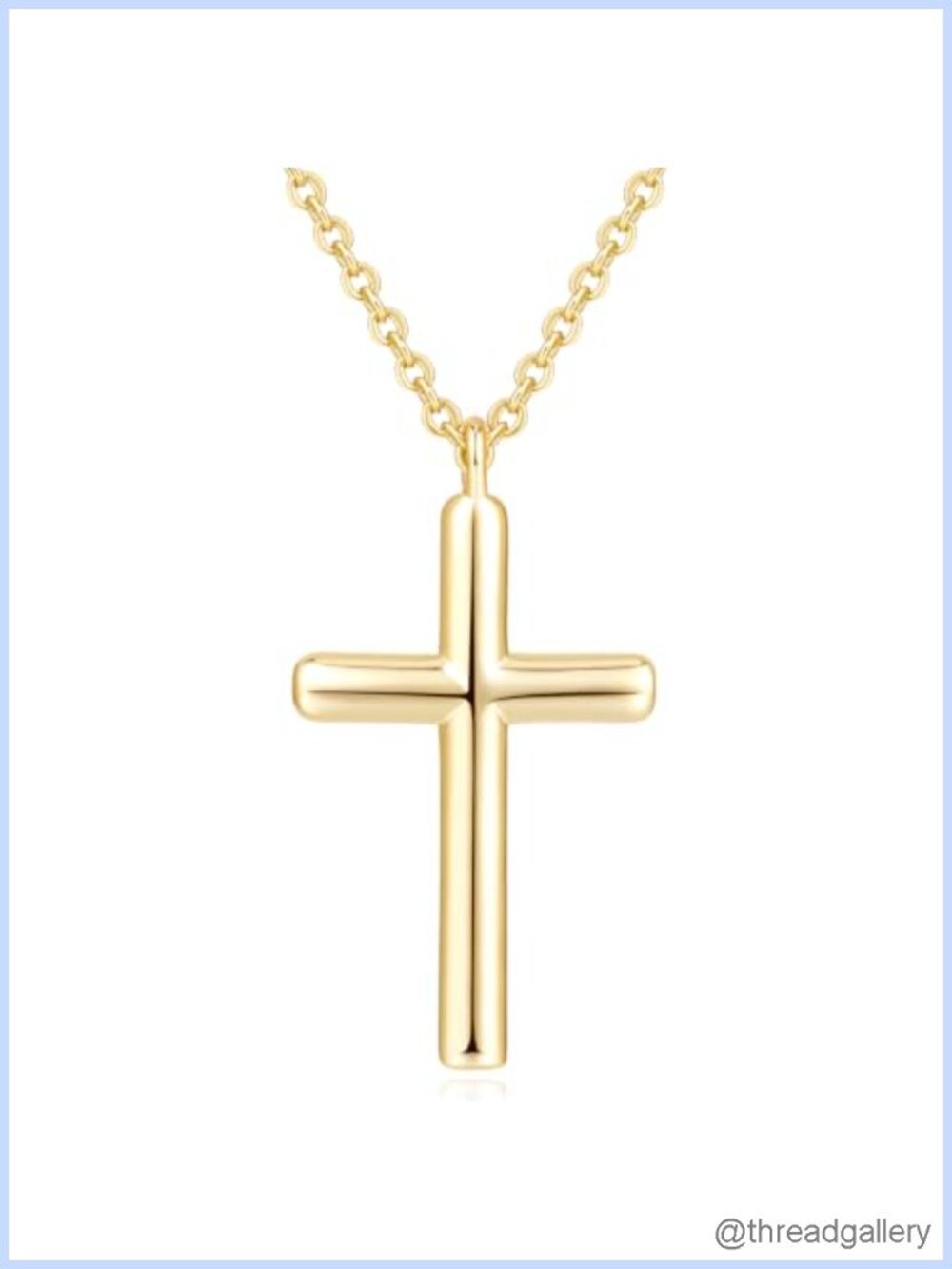 14K Gold Plated Cross Necklace O-Link Chain Pendant